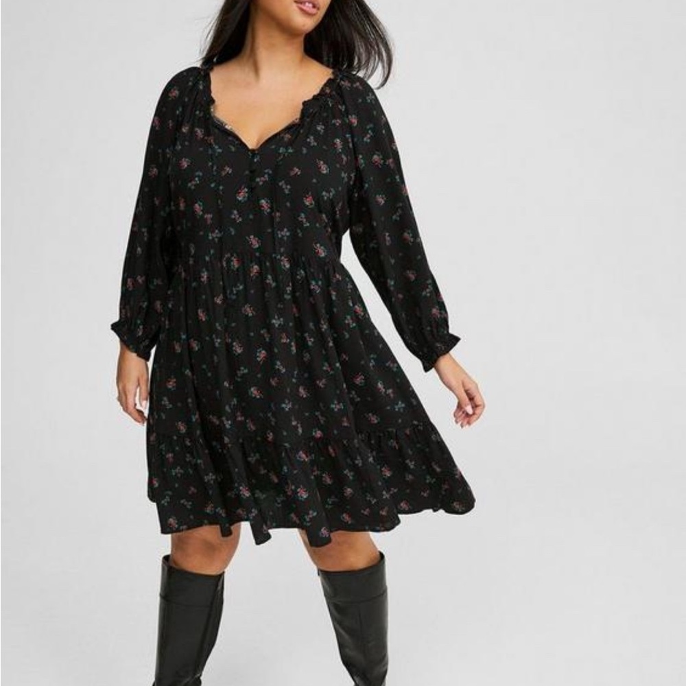 Torrid challis ruffle mini dress 2x